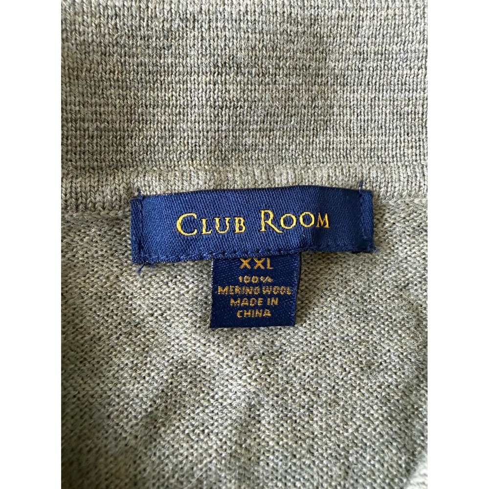 Club Room Mens XXL Merino Wool Long Sleeve Polo Sweater Olive Green Heather - Picture 3 of 8